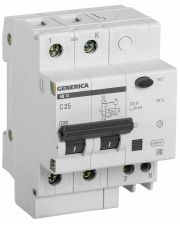 Диференціальний автомат Generica MAD15-2-025-C-030 АД12 1Р+N 25А 30мА
