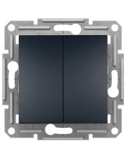 Двухклавишный кнопочный выключатель Schneider Electric Asfora EPH1100171 (антрацит)