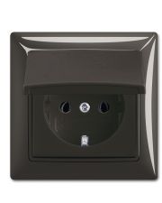 Розетка ABB Basic 55 2CKA002018A1502 20 EUCKD-95-507 с заземлением и с крышкой (черный шато)