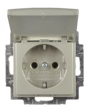 Розетка ABB Basic 55 2CKA002018A1498 20 EUK-93-507 с заземлением и с крышкой (шампань)