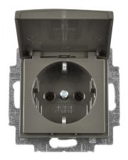 Розетка ABB Basic 55 2CKA002018A1499 20 EUK-95-507 с заземлением и с крышкой (черный шато)