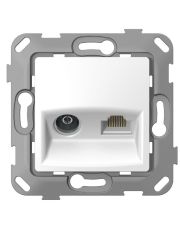 Механизм TV розетки Plank Electrotechnic Classic/Nordic (PLK0911031) 1db+RJ45 (белый)