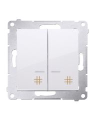 Двойной перекрестный выключатель Kontakt Simon Simon 54 Premium DW7/2L.01/11 с подсветкой (белый)