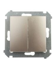 Двойной проходной выключатель Kontakt Simon Simon 54 Premium DW6/2L.01/44 с подсветкой (золото)