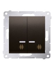 Двойной перекрестный выключатель Kontakt Simon Simon 54 Premium DW7/2L.01/46 с подсветкой (бронза)