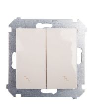 Двойной проходной выключатель Kontakt Simon Simon 54 Premium DW6/2L.01/41 с подсветкой (кремовый)