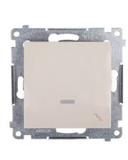 Одинарный проходной выключатель Kontakt Simon Simon 54 Premium DW6L.01/41 с подсветкой (кремовый)