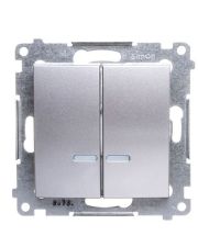 Двойной выключатель Kontakt Simon Simon 54 Premium DW5BL.01/43 с подсветкой (серебро)