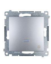Одинарный перекрестный выключатель Kontakt Simon Simon 54 Premium DW7L.01/43 с подсветкой (серебро)
