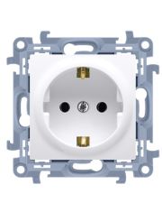 Розетка Kontakt Simon Simon 10 CGSZ1Z.01/11 с заземлением Schuko cо шторками (белый)