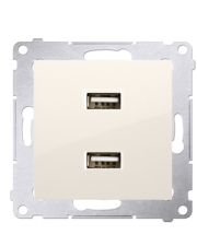 Двойная розетка Kontakt Simon Simon 54 Premium DC2USB.01/41 с USB зарядкой 2.1А (кремовый)