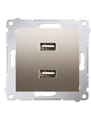 Двойная розетка Kontakt Simon Simon 54 Premium DC2USB.01/44 с USB зарядкой 2.1А (золото)