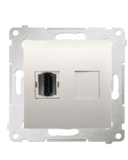 Одинарная HDMI розетка Kontakt Simon Simon 54 Premium DGHDMI.01/41 (кремовый)