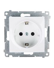 Одинарная электрическая розетка Kontakt Simon Simon 54 Premium DGSZ1Z.01/11 с заземлением Schuko со шторками (белый)
