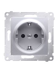 Одинарная электрическая розетка Kontakt Simon Simon 54 Premium DGSZ1Z.01/43 с заземлением Schuko со шторками (серебро)