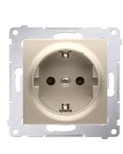 Одинарная электрическая розетка Kontakt Simon Simon 54 Premium DGSZ1Z.01/44 с заземлением Schuko со шторками (золото)