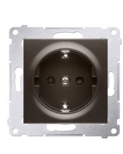 Одинарная электрическая розетка Kontakt Simon Simon 54 Premium DGSZ1Z.01/46 с заземлением Schuko со шторками (бронза)