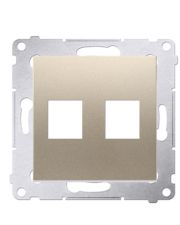 Прямая информационная розетка Kontakt Simon Simon 54 Premium DKP2.01/44 под 2xRJ45 Keystone с суппортом (золото)