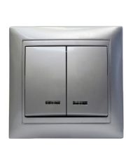 Двойной выключатель Elcor Emily 9215 (211554) с подсветкой (серый металлик)