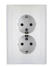 Двойная розетка Elcor Emily 9215 (211570) с заземлением (белый)