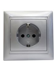 Розетка Elcor Emily 9215 (211578) с заземлением (серый металлик)