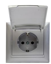 Розетка Elcor Emily 9215 (211581) с заземлением с защитными шторками с крышкой (серый металлик)