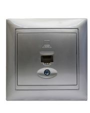 Компьютерная розетка Elcor Emily 9215 (211584) RJ45 Cat5e 125 МГц неэкранированная (серый металлик)
