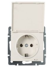 Розетка Lezard Rain (703-3088-123B) с крышкой с з/к ПБТ (жемчужно-белый перламутр)