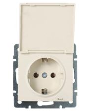 Розетка Lezard Rain (703-0388-123B) с крышкой с з/к ПБТ (кремовая)