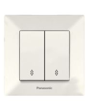 Двухклавишный проходной выключатель Panasonic Arkedia Slim (кремовый)
