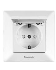 Розетка Panasonic Arkedia Slim із шторками та кришкою (біла)