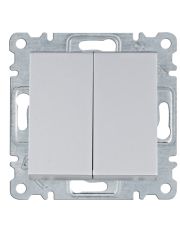 Двухклавишный выключатель Hager WL0042 Lumina 10АХ/230В (серебристый)