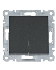 Двухклавишный выключатель Hager WL0043 Lumina 10АХ/230В (черный)