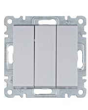 Трехклавишный выключатель Hager WL0072 Lumina 10АХ/230В (серебристый)
