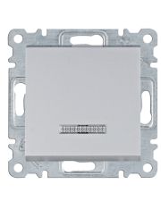 Однополюсный выключатель Hager WL0212 Lumina 10АХ/230В с подсветкой (серебристый)