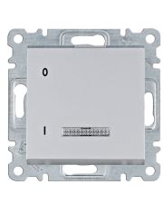 Выключатель Hager WL0612 Lumina 16А/230В с подсветкой (серебристый)