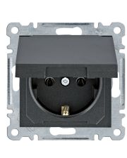 Розетка Hager WL1153 Lumina 16А/230В с з/к с крышкой (черная)