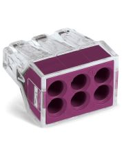 Клеммный соединитель Wago 773-106 Push Wire® в прозрачном корпусе с фиолетовой крышкой