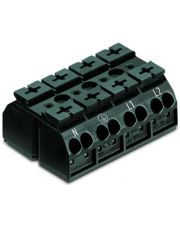 Клемна колодка Wago 862-8504 N-PE-L1-L2 зі штифтами та заземлюючим контактом (чорна)