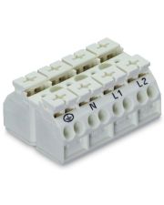 Чотириполюсна чотирипровідна PE-N-L1-L2 клема Wago 862-9604 Push Wire (біла)