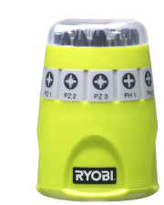 Набір біт Ryobi RAK10SD PH1/2/3/PZ1/2/3/SL4.5/5.5/6.5 (5132002549) 9х25мм з утримувачем 60мм (10 одиниць)