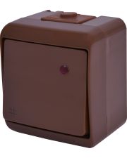 Выключатель перекрестный Eti Hermetics VHE-6L-KR IP54 с подсветкой коричневый (4668049)
