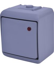 Выключатель 1-клавишный Eti Hermetics VHE-1L-SR IP54 с подсветкой серый (4668066)