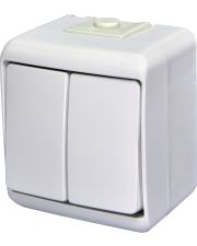 Выключатель 2-клавишный Eti Hermetics VHE-2L IP54 с подсветкой белый (4668008)