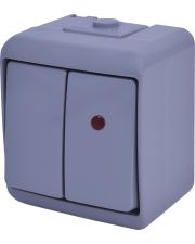 Выключатель 2-клавишный Eti Hermetics VHE-2L-SR IP54 с подсветкой серый (4668067)