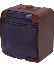 Розетка одномісна Eti Hermetics RHE-1SD-KR із з/к IP54 коричнева/прозора кришка (4668051)
