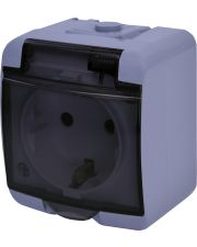 Розетка одномісна Eti Hermetics RHE-1SD-SR із з/к IP54 сіра/прозора кришка (4668071)