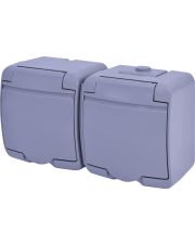 Розетка двухместная Eti Hermetics RHE-2s-SR с з/к IP54 серая (4668072)