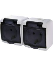 Розетка двухместная Eti Hermetics RHE-2sd с з/к IP54 белая/прозрачная крышка (4668020)