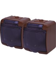 Розетка двухместная Eti Hermetics RHE-2sd-KR с з/к IP54 коричнневая/прозрачная крышка (4668053)